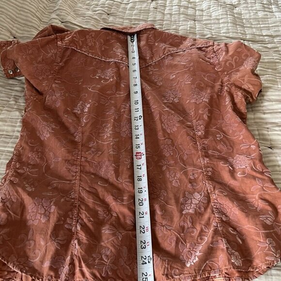 Michael Ryan Silk Burnout Velvet Women’s L Button up Shirt Rockabilly Western - Picture 9 of 12